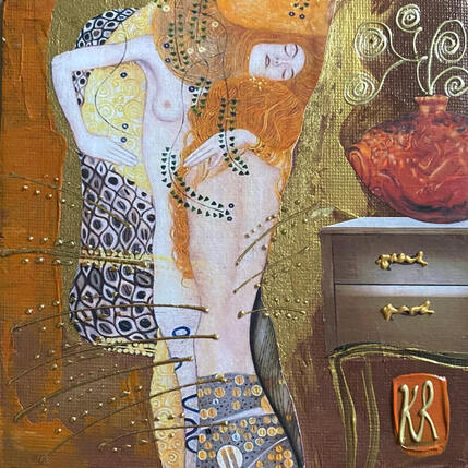 Painting Rêverie  by Romanelli Karine | Painting Figurative Acrylic, Gluing Life style, Nude