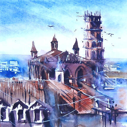 Pintura Au dessus de tout por Abbatucci Violaine | Pintura