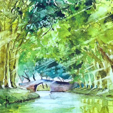 Painting Le vieux pont de Pierre by Abbatucci Violaine | Painting Figurative Watercolor Pop icons