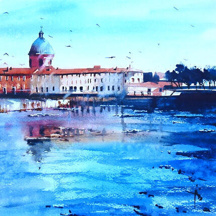 Pintura La Garonne bleutée por Abbatucci Violaine | Pintura