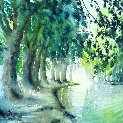 Painting Apaisant by Abbatucci Violaine | Painting Figurative Watercolor