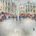 Peinture La Grand Place par Raffin Christian | Tableau Figuratif Urbain Huile