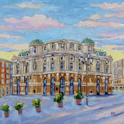 Pintura Arriaga antzokia por Kochevykh Yulia | Pintura Figurativo Aceite Arquitectura, Paisajes, Urbano