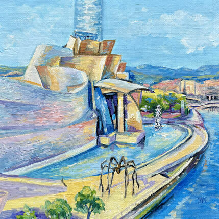 Peinture Museo Guggenheim Bilbao par Kochevykh Yulia | Tableau Figuratif Huile Architecture, Paysages, Urbain