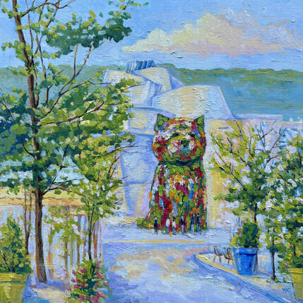 Painting Le printemps à Bilbao by Kochevykh Yulia | Painting Figurative Oil Architecture, Landscapes, Urban