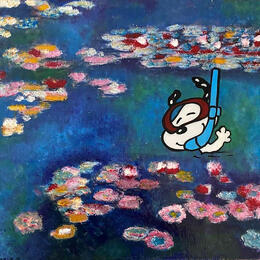 Peinture F3  baignade dans les nymphéas (Monet) par Marie G.  | Tableau