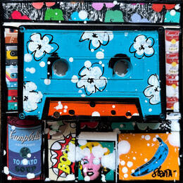 Peinture POP K7 (bleu) par Costa Sophie | Tableau