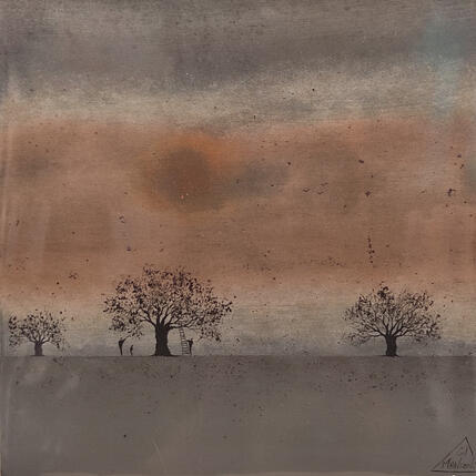Peinture Feliz par Manconi Gil | Tableau Matiérisme Métal, Upcycling Paysages