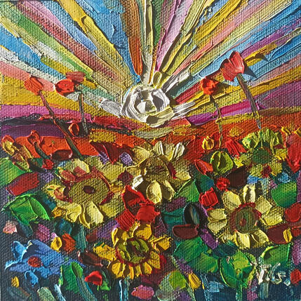 Painting Golden Echoes  by Georgieva Vanya | Painting Figurative Oil Landscapes
