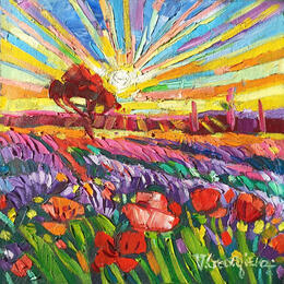 Painting Great sunset on the Summer fields by Georgieva Vanya | Painting