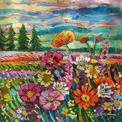 Painting Floral harmony by Georgieva Vanya | Painting Figurative Oil Landscapes