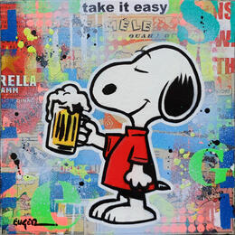 Peinture TAKE IT EASY par Euger Philippe | Tableau Pop-art Acrylique, Collage Icones Pop