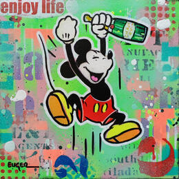 Peinture ENJOY LIFE par Euger Philippe | Tableau Pop-art Acrylique, Carton, Collage Icones Pop
