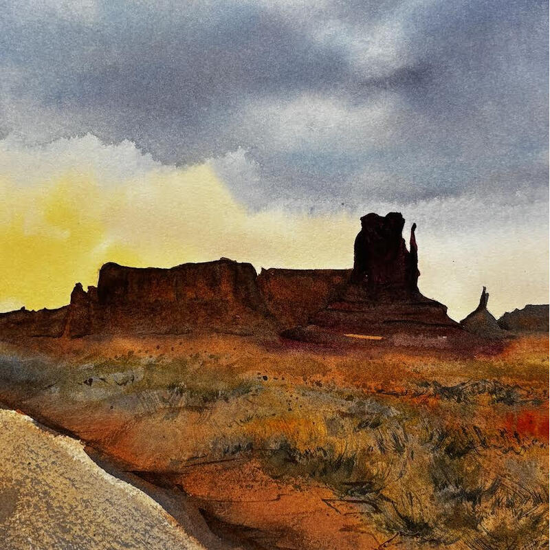 Painting Sedona 151 by Seruch Capouillez Isabelle | Painting Figurative Urban Watercolor
