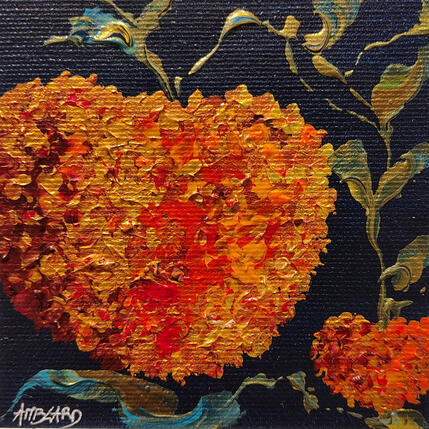 Pintura Hortensias cuivrés por Amblard Florence | Pintura Impressionism Acrílico Naturaleza, Paisajes