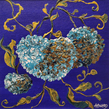 Pintura Hortensias bleutés por Amblard Florence | Pintura Impressionism Acrílico Iconos pop, Naturaleza, Paisajes
