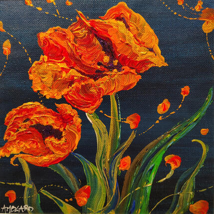 Pintura Tulipes orange por Amblard Florence | Pintura Impressionism Acrílico Naturaleza, Paisajes