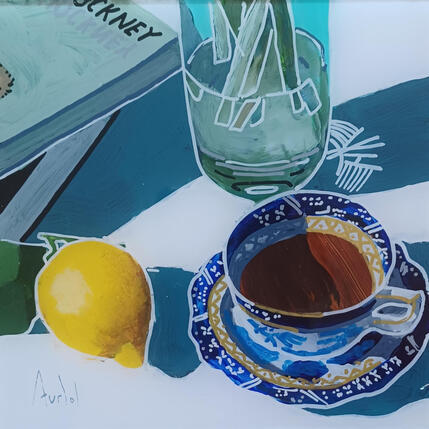 Painting David ne mettait pas de citron dans son thé by Auriol Philippe | Painting Figurative Acrylic, Plexiglass, Posca Still-life