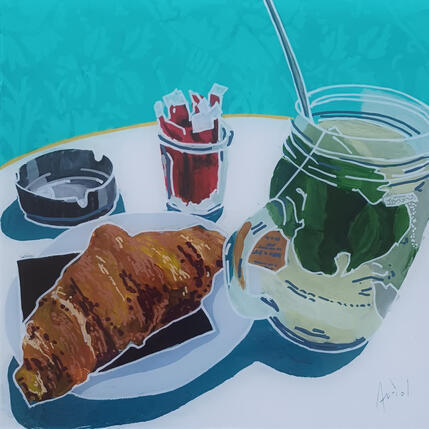 Painting Depuis quand buvait-on dans un bocal à cornichons by Auriol Philippe | Painting Figurative Acrylic, Plexiglass, Posca Pop icons, Still-life