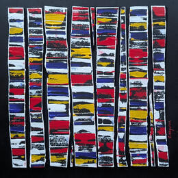 Pintura Bc10 hommage Mondrian fine por Langeron Luc | Pintura Tema Acrílico, Madera, Resina