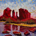 Peinture Red Rock Crossing par O'Donnell Karen | Tableau Impressionnisme Paysages Huile