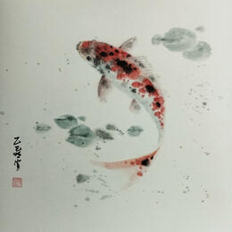 Gemälde Koi carp 6 von Du Mingxuan | Gemälde