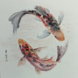 Gemälde Koi carps 7 von Du Mingxuan | Gemälde