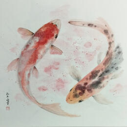 Gemälde Koi carps 8 von Du Mingxuan | Gemälde