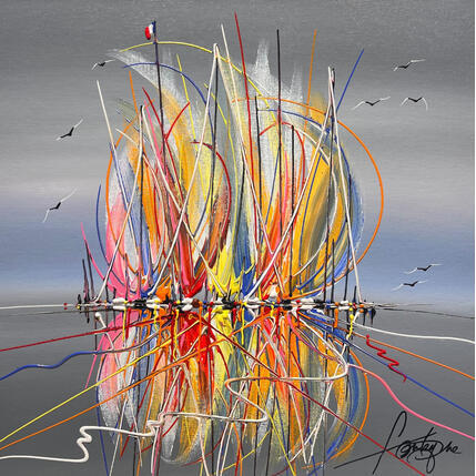 Painting Fin de journée, tu es là by Fonteyne David | Painting Figurative Acrylic