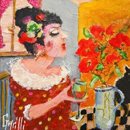 Painting Tchin-tchin Andalou by Garilli Nicole | Painting Figurative Acrylic Life style