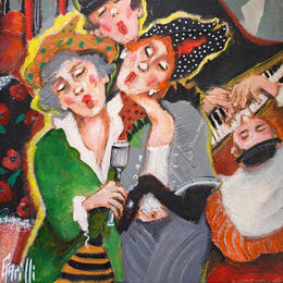 Peinture Apéro pour petit pianiste  par Garilli Nicole | Tableau Figuratif Acrylique Scènes de vie