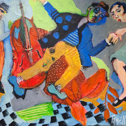 Peinture Bebop in blue par Garilli Nicole | Tableau Figuratif Acrylique Scènes de vie