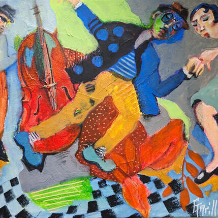 Painting Bebop in blue by Garilli Nicole | Painting Figurative Acrylic Life style