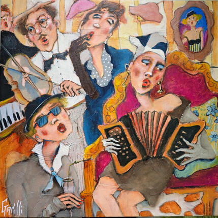 Painting Concert privé by Garilli Nicole | Painting Figurative Acrylic Life style