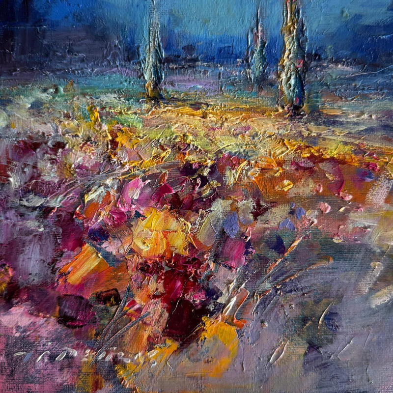 Pintura Endless Meadow por Petras Ivica | Pintura Impressionism Paisajes Aceite