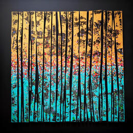 Peinture BC25 prairie or vert multi rouge  par Langeron Luc | Tableau