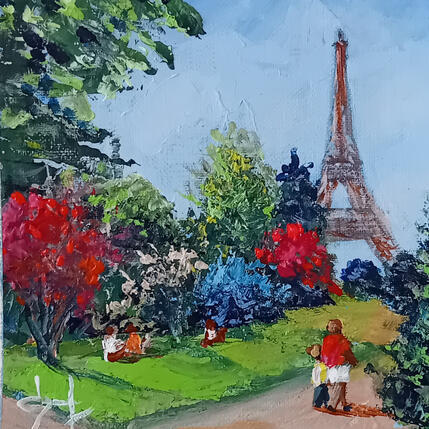 Painting Promenade au pied de la tour Eiffel  by Degabriel Véronique | Painting