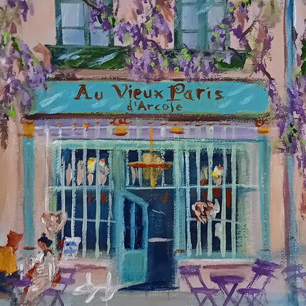 Painting Pause café au Vieux Paris d'Arcole  by Degabriel Véronique | Painting