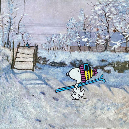 Gemälde F4  Snoopy et la pie (Monet) von Marie G.  | Gemälde