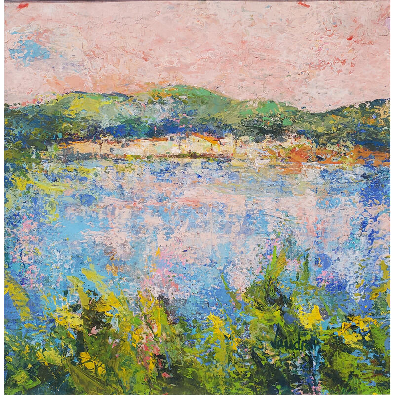 Peinture au bord de la durance en provence par Vaudron | Tableau Figuratif