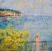 Painting un balcon sur la mer by Vaudron | Painting Figurative Landscapes Gouache