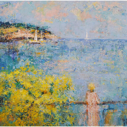 Painting un balcon sur la mer by Vaudron | Painting Figurative