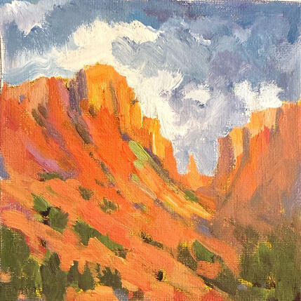 Painting Desert in Bloom by Carrillo Cindy  | Painting Figurative Oil Landscapes