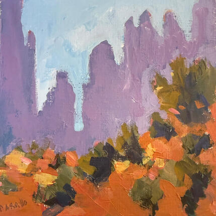 Painting View at the Top by Carrillo Cindy  | Painting Figurative Oil Landscapes