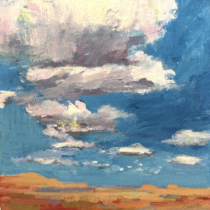 Painting Waiting to Rain by Carrillo Cindy  | Painting Figurative Oil Landscapes