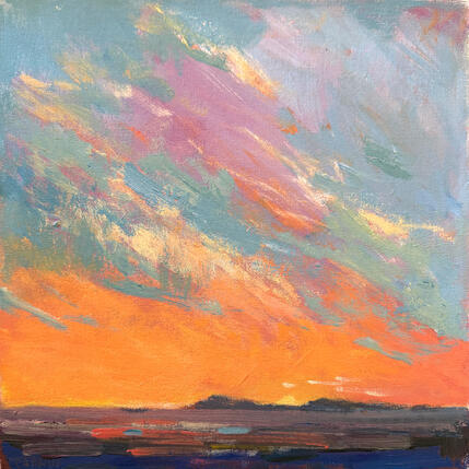 Painting Sunset from the Mesa by Carrillo Cindy  | Painting Figurative Oil Landscapes