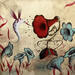 Painting La sfinge colibri e il grammo fiore by Nai | Painting Surrealism Acrylic Gluing