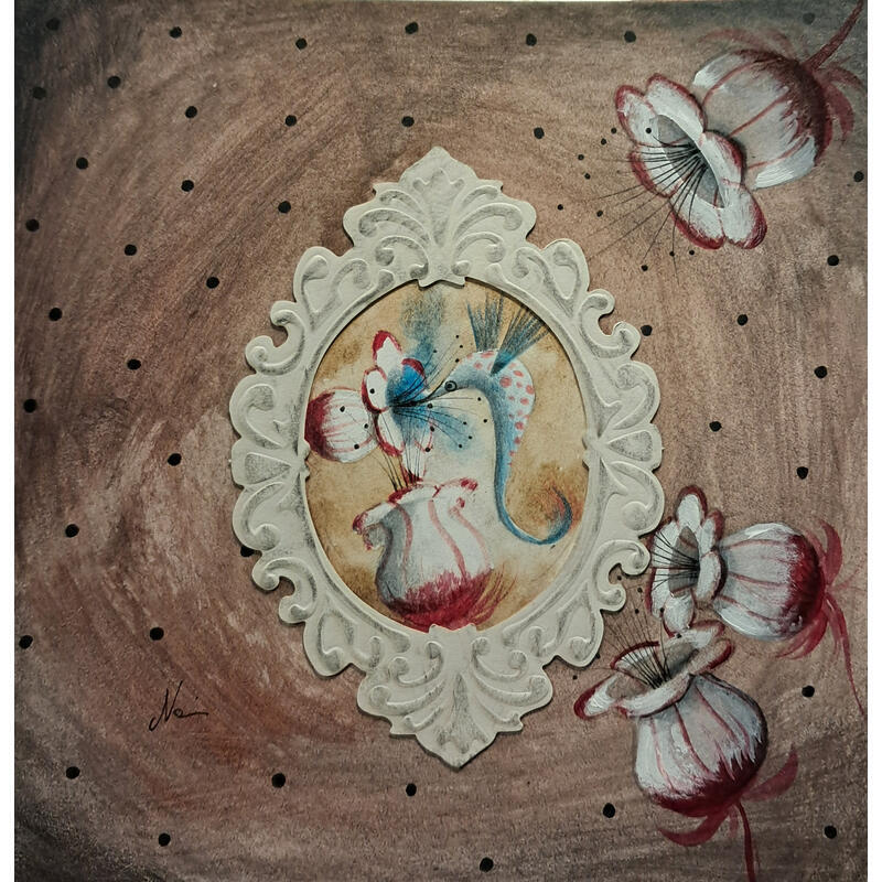 Painting il nettare di fumo azzurro by Nai | Painting Surrealism Acrylic Gluing