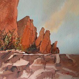 Peinture Sedona 336 par Seruch Capouillez Isabelle | Tableau Figuratif Aquarelle Nature, Paysages, Urbain
