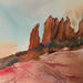 Peinture Sedona 338 par Seruch Capouillez Isabelle | Tableau Figuratif Paysages Urbain Nature Aquarelle